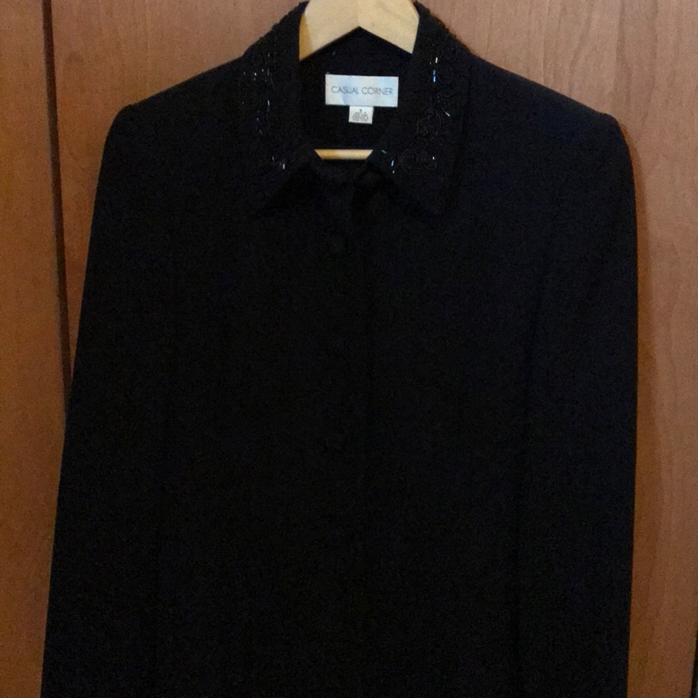 Dressy Casual Corner Beaded  Collar Blazer - 4